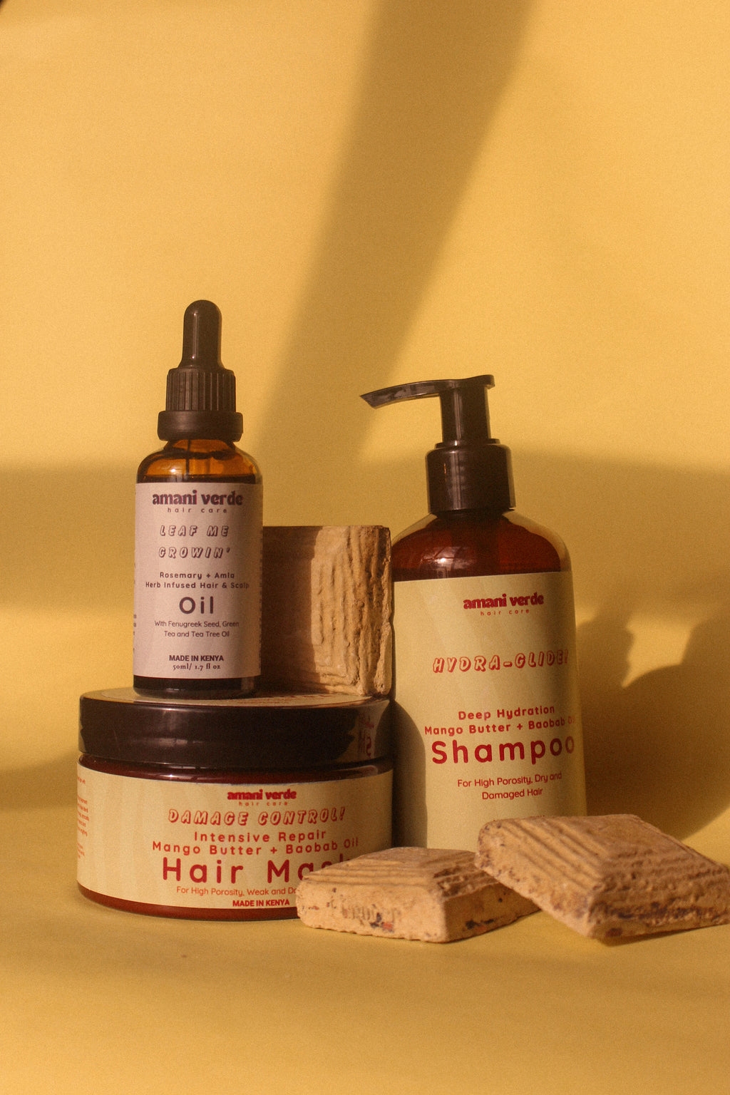The Essentials package: Shampoo + Hair Mask + Oil